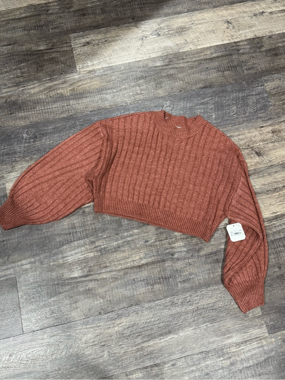 Altar'd State Rust Cropped Ribbed Sweater